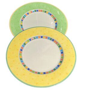 Villeroy & Boch Twist-Alea Limone & Verde 2 Salad Plates Colorful China Set